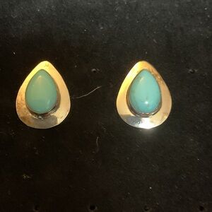 Sterling silver and Turquoise Teardrop Earrings Indian handcrafted